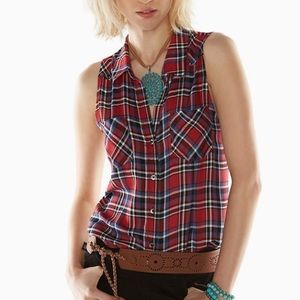 ROCK & REPUBLIC Plaid Studded Twill Shirt